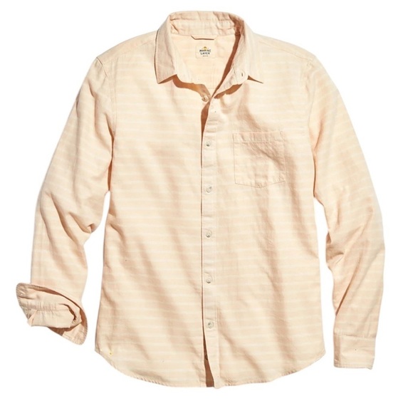Marine Layer Men’s Rose Cloud Portola Button Down Striped Long Sleeve Shirt L - Picture 1 of 7